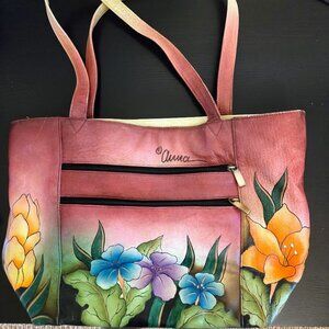 Anuschka Hand-Painted Leather Floral Tote Bag